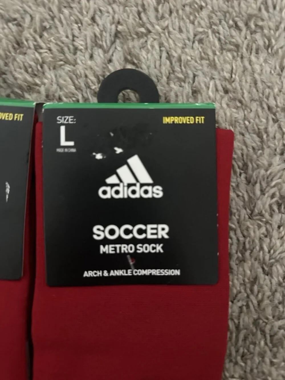LOT OF 2 ADIDAS SOCCER METRO SOCK ARCH & ANKLE COMPRESSION Sz L 9-13 RED SOCKS